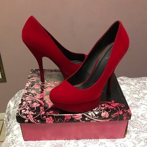 Red platform heels